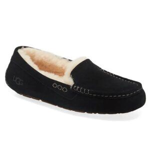 UGG Women's Black Ansley Slippers with Fur Trim